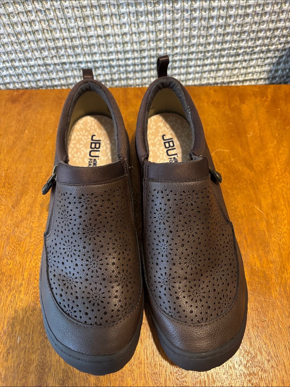 JBU Women’s Dark Brown Perforated Slip-On Loafers